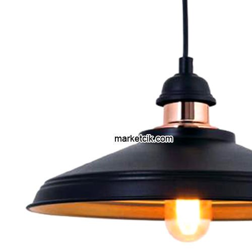 Marketcik RT3 Dekoratif Siyah Retro Sarkıt Avize, Tekli Modern Avize