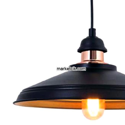 Marketcik RT3 Dekoratif Siyah Retro Sarkıt Avize, Tekli Modern Avize