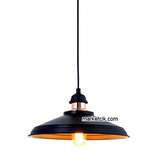 Marketcik RT3 Dekoratif Siyah Retro Sarkıt Avize, Tekli Modern Avize