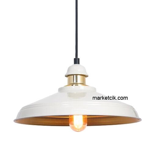 Marketcik RT4 Dekoratif Beyaz Retro Sarkıt Avize, Tekli Modern Avize