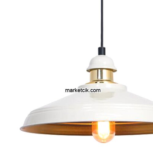 Marketcik RT4 Dekoratif Beyaz Retro Sarkıt Avize, Tekli Modern Avize