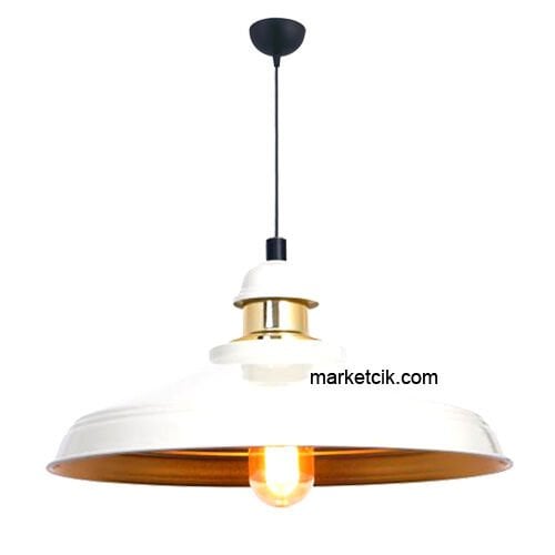 Marketcik RT4 Dekoratif Beyaz Retro Sarkıt Avize, Tekli Modern Avize