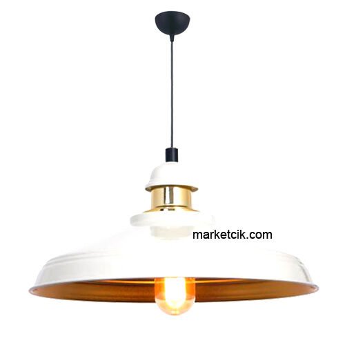 Marketcik RT4 Dekoratif Beyaz Retro Sarkıt Avize, Tekli Modern Avize