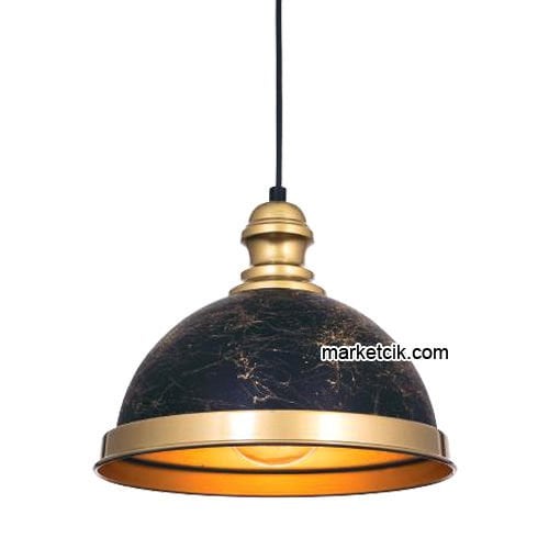 Marketcik RT5 Dekoratif Siyah Retro Sarkıt Avize, Tekli Modern Avize