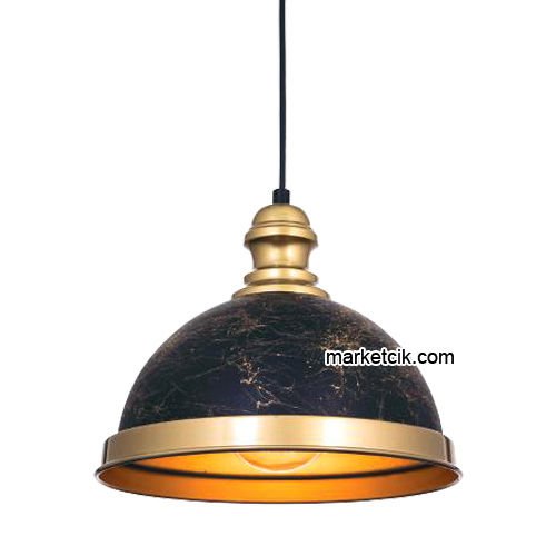 Marketcik RT5 Dekoratif Siyah Retro Sarkıt Avize, Tekli Modern Avize