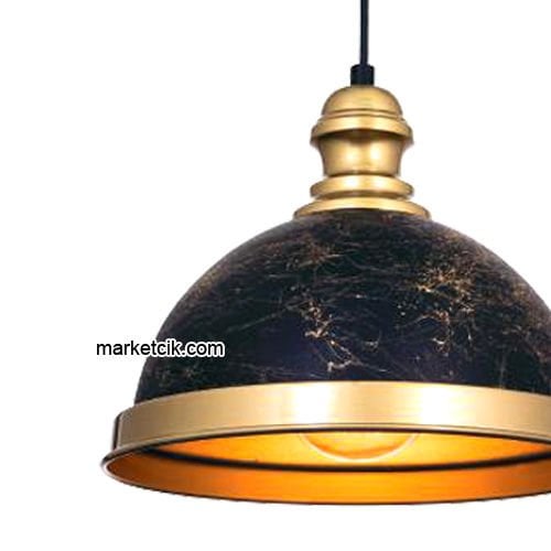 Marketcik RT5 Dekoratif Siyah Retro Sarkıt Avize, Tekli Modern Avize