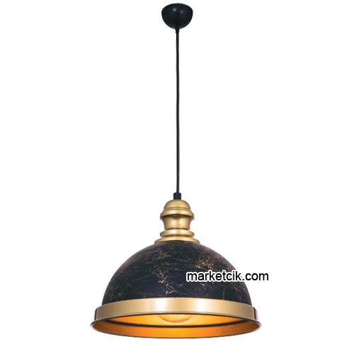 Marketcik RT5 Dekoratif Siyah Retro Sarkıt Avize, Tekli Modern Avize