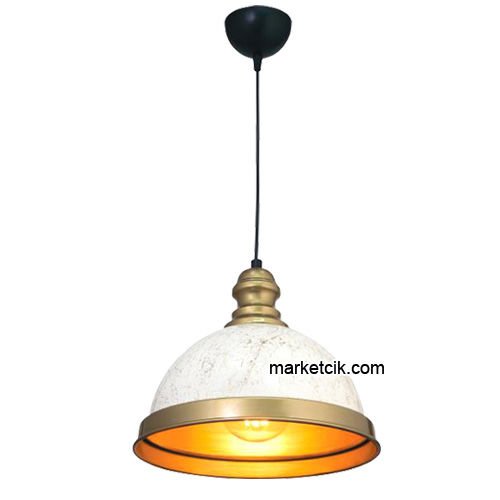 Marketcik RT6 Dekoratif Beyaz Retro Sarkıt Avize, Tekli Modern Avize