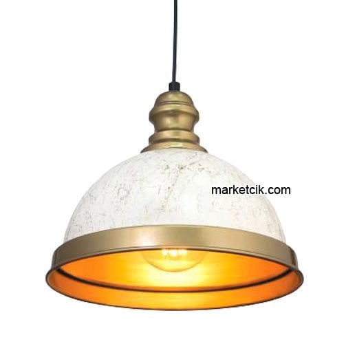 Marketcik RT6 Dekoratif Beyaz Retro Sarkıt Avize, Tekli Modern Avize