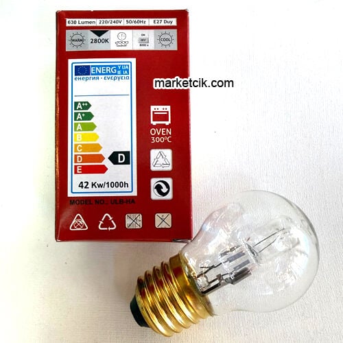 42-60 Watt E27 Top Halojen Fırın Ampulü, 300 Derece
