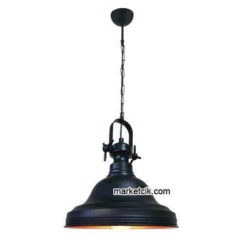 Marketcik RT8 Dekoratif Siyah Retro Sarkıt Avize, Tekli Modern Avize