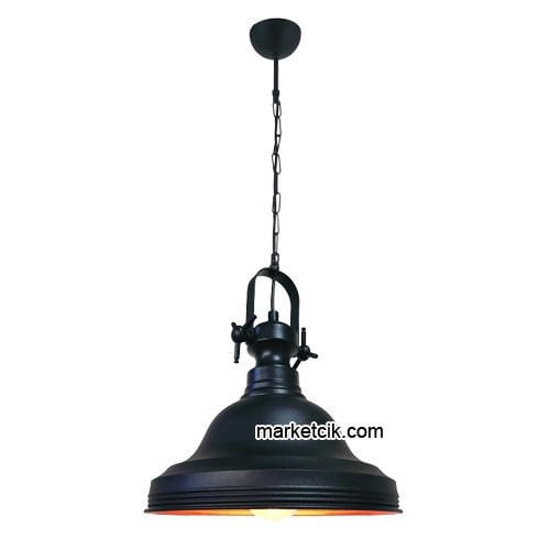 Marketcik RT8 Dekoratif Siyah Retro Sarkıt Avize, Tekli Modern Avize