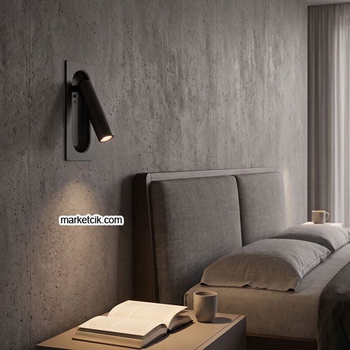 MR8035 Sıva Altı Siyah Gömme LED Yatak Başı Okuma Apliği