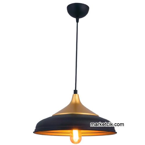 Marketcik RT12 Dekoratif Siyah Retro Sarkıt Avize, Tekli Modern Avize