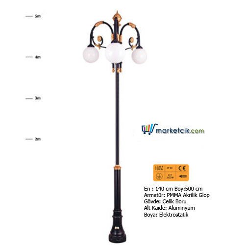 Ayaz 500x140 Dekoratif Park Bahçe Aydınlatma Direği