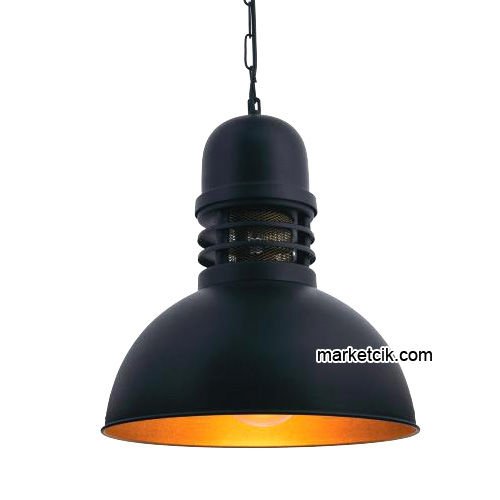 Marketcik RT14 Dekoratif Siyah Retro Sarkıt Avize, Tekli Modern Avize
