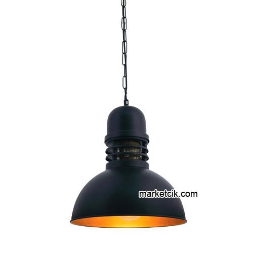 Marketcik RT14 Dekoratif Siyah Retro Sarkıt Avize, Tekli Modern Avize