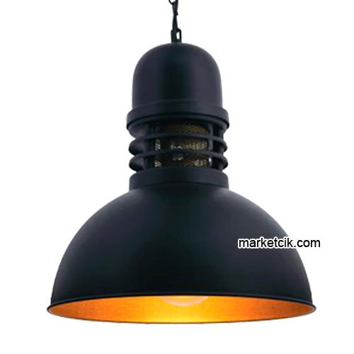 Marketcik RT14 Dekoratif Siyah Retro Sarkıt Avize, Tekli Modern Avize