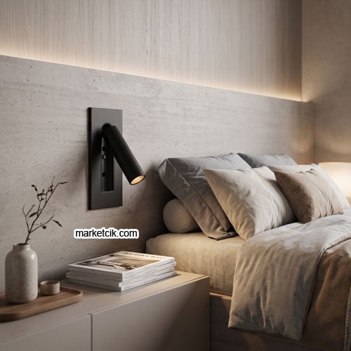 MR8045 Sıva Altı Siyah Gömme LED Yatak Başı Okuma Apliği