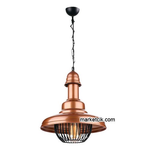 Marketcik RT11 Dekoratif Siyah Kafesli Retro Sarkıt Avize, Tekli Modern Avize