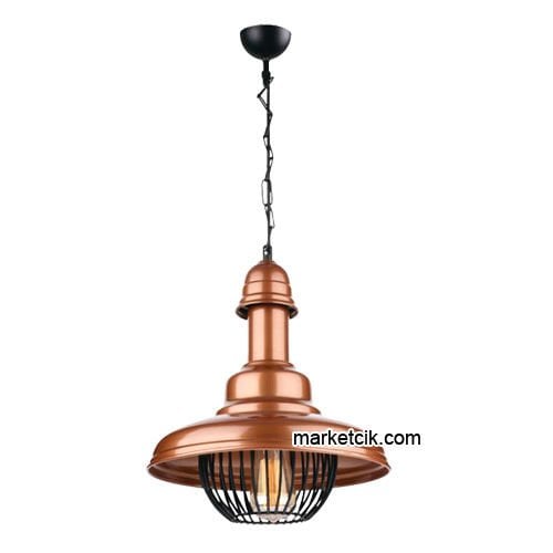 Marketcik RT11 Dekoratif Siyah Kafesli Retro Sarkıt Avize, Tekli Modern Avize