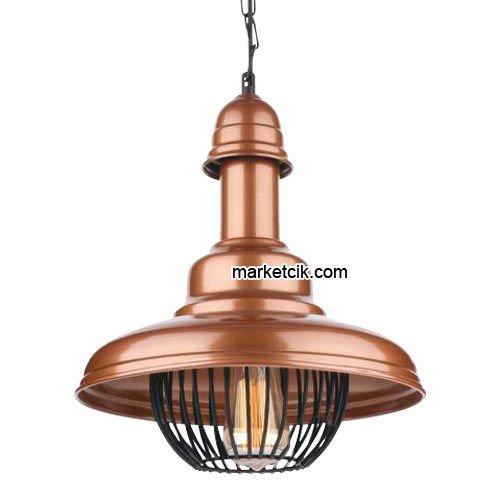 Marketcik RT11 Dekoratif Siyah Kafesli Retro Sarkıt Avize, Tekli Modern Avize