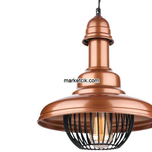 Marketcik RT11 Dekoratif Siyah Kafesli Retro Sarkıt Avize, Tekli Modern Avize