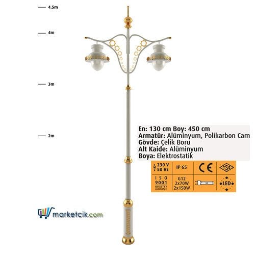 Ayaz 450x130 Dekoratif Park Bahçe Aydınlatma Direği