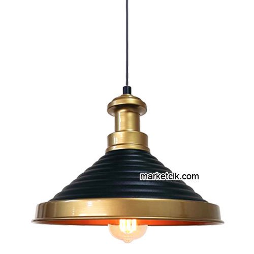 Marketcik RT15 Dekoratif Siyah Retro Sarkıt Avize, Tekli Modern Avize