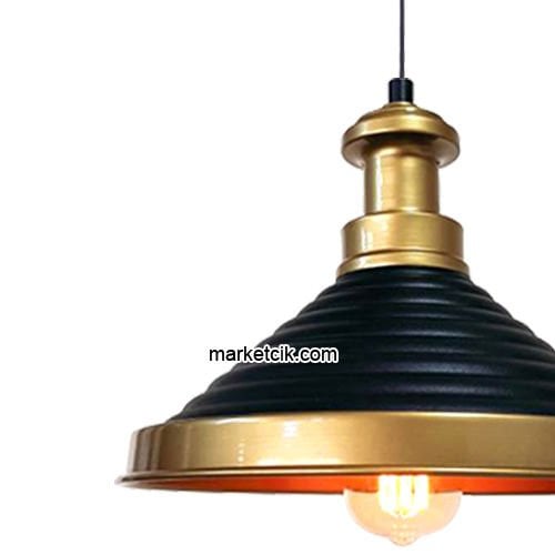 Marketcik RT15 Dekoratif Siyah Retro Sarkıt Avize, Tekli Modern Avize