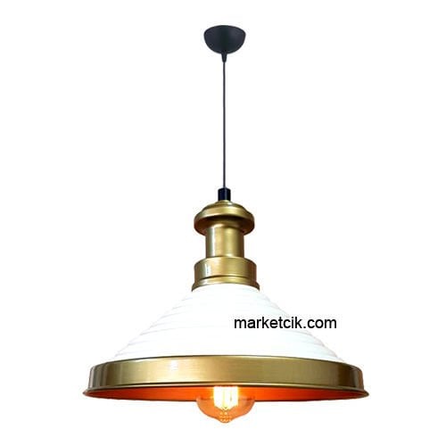 Marketcik RT16 Dekoratif Beyaz Retro Sarkıt Avize, Tekli Modern Avize