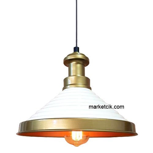 Marketcik RT16 Dekoratif Beyaz Retro Sarkıt Avize, Tekli Modern Avize