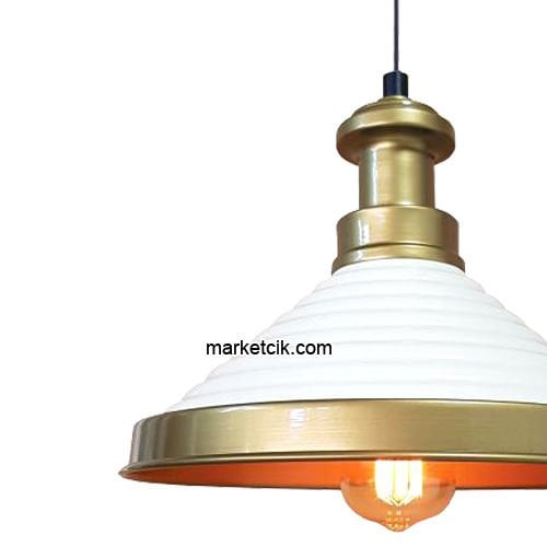 Marketcik RT16 Dekoratif Beyaz Retro Sarkıt Avize, Tekli Modern Avize