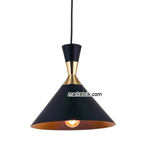 Marketcik RT17 Dekoratif Siyah Retro Sarkıt Avize, Tekli Modern Avize