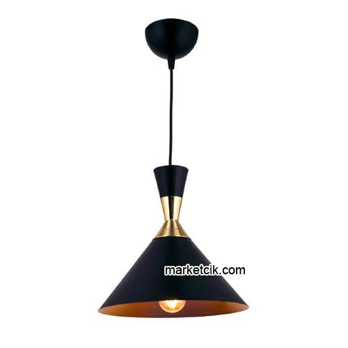 Marketcik RT17 Dekoratif Siyah Retro Sarkıt Avize, Tekli Modern Avize