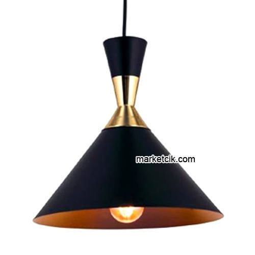 Marketcik RT17 Dekoratif Siyah Retro Sarkıt Avize, Tekli Modern Avize