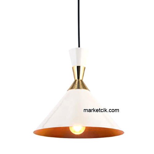 Marketcik RT18 Dekoratif Beyaz Retro Sarkıt Avize, Tekli Modern Avize