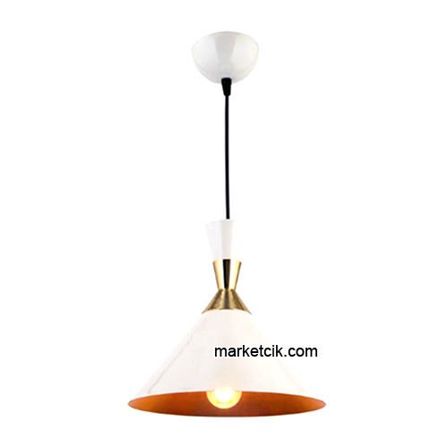 Marketcik RT18 Dekoratif Beyaz Retro Sarkıt Avize, Tekli Modern Avize