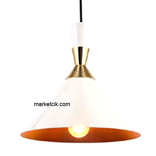 Marketcik RT18 Dekoratif Beyaz Retro Sarkıt Avize, Tekli Modern Avize