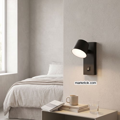 MR8044 Sıva Üstü Siyah LED Yatak Başı Okuma Apliği