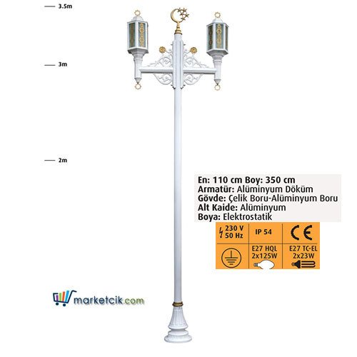 Ayaz 350x110 Dekoratif Park Bahçe Aydınlatma Direği