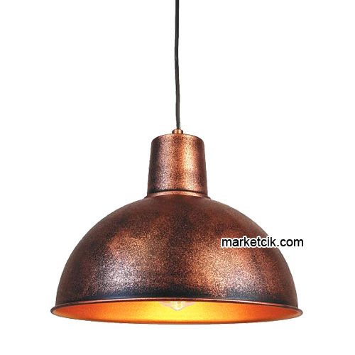 Marketcik RT19 Dekoratif Bakır Eskitme Retro Sarkıt Avize, Tekli Modern Avize