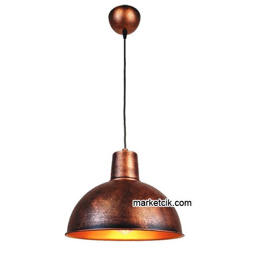 Marketcik RT19 Dekoratif Bakır Eskitme Retro Sarkıt Avize, Tekli Modern Avize