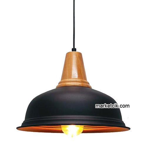 Marketcik RT20 Dekoratif Siyah Retro Sarkıt Avize, Tekli Modern Avize