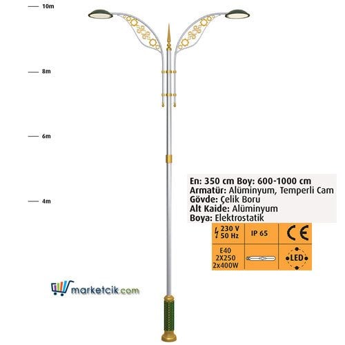 Ayaz 6 Metre 600x270 Dekoratif Park Bahçe Aydınlatma Direği