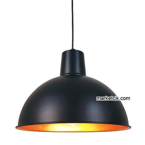 Marketcik RT22 Dekoratif Siyah Retro Sarkıt Avize, Tekli Modern Avize