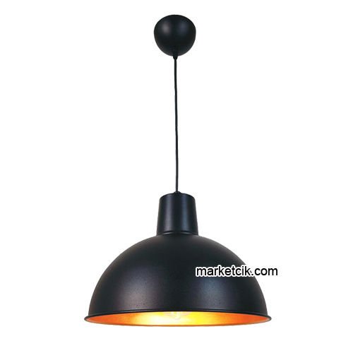Marketcik RT22 Dekoratif Siyah Retro Sarkıt Avize, Tekli Modern Avize