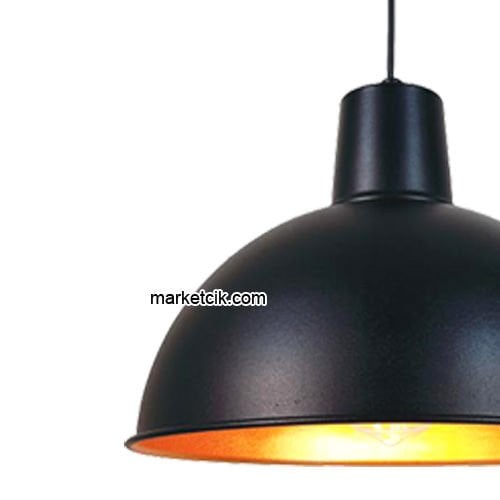 Marketcik RT22 Dekoratif Siyah Retro Sarkıt Avize, Tekli Modern Avize