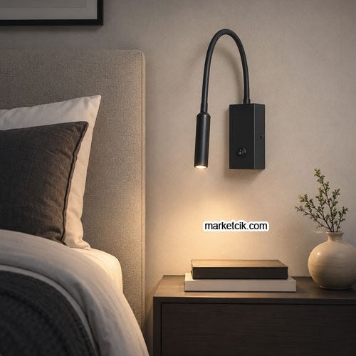 MR8043 Sıva Üstü Siyah LED Yatak Başı Akordiyon Okuma Apliği