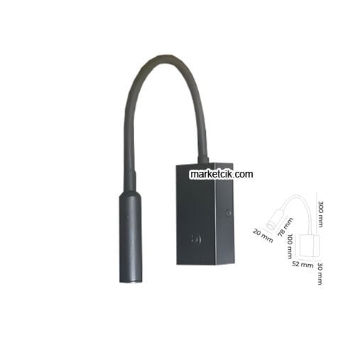 MR8043 Sıva Üstü Siyah LED Yatak Başı Akordiyon Okuma Apliği